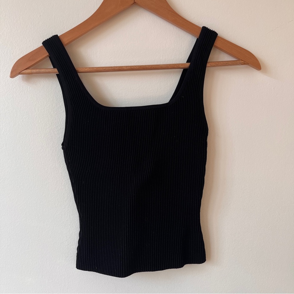 Babaton Black Sculpt Knit Squareneck Tank